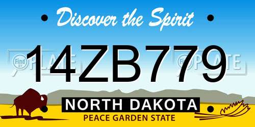 14ZB779 North Dakota License Plate