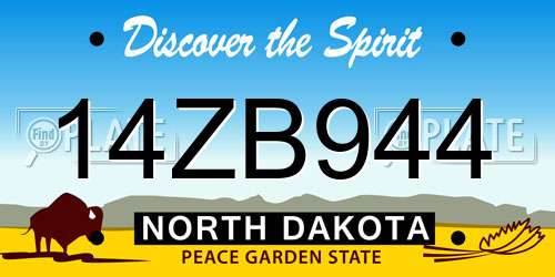 14ZB944 North Dakota License Plate