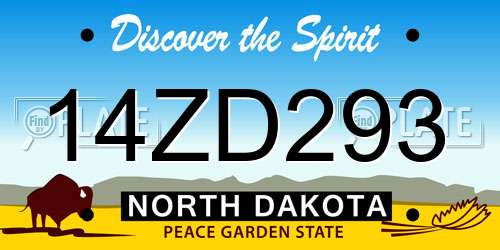 14ZD293 North Dakota License Plate