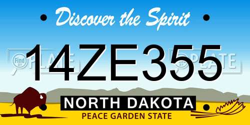 14ZE355 North Dakota License Plate