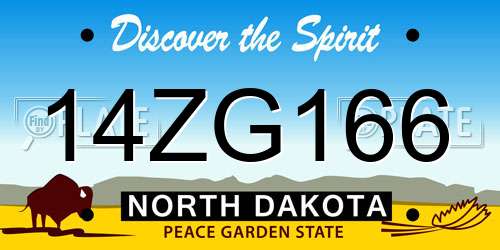 14ZG166 North Dakota License Plate