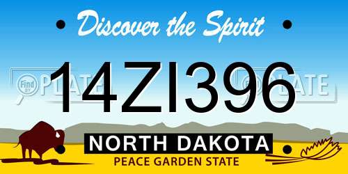 14ZI396 North Dakota License Plate