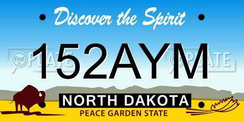 152AYM North Dakota License Plate