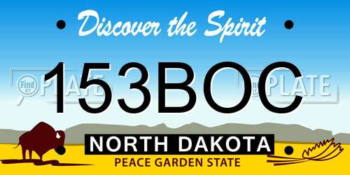 153BOC North Dakota License Plate