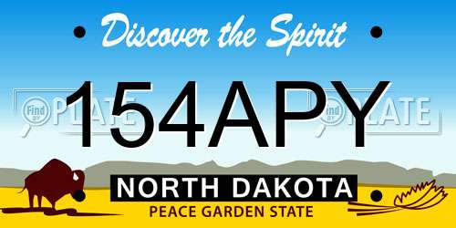 154APY North Dakota License Plate