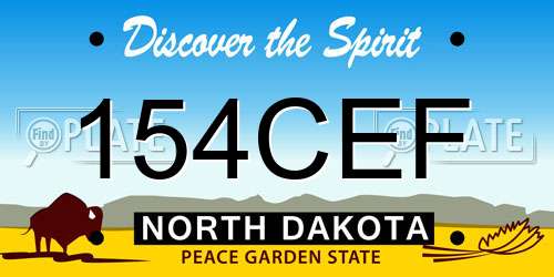 154CEF North Dakota License Plate