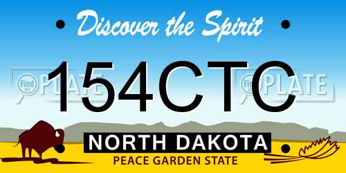 154CTC North Dakota License Plate