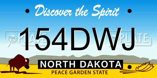 154DWJ North Dakota License Plate