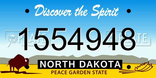 1554948 North Dakota License Plate