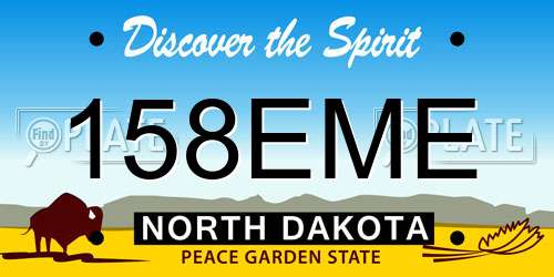 158EME North Dakota License Plate