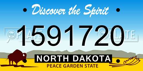 1591720 North Dakota License Plate