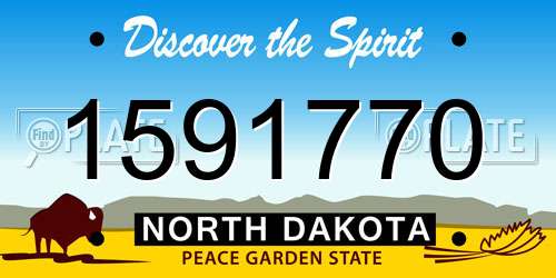 1591770 North Dakota License Plate