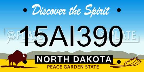15AI390 North Dakota License Plate