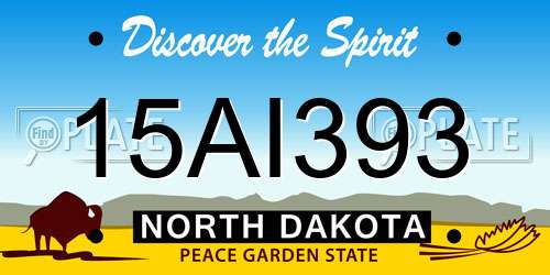 15AI393 North Dakota License Plate