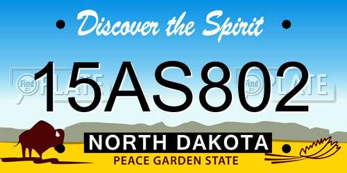 15AS802 North Dakota License Plate