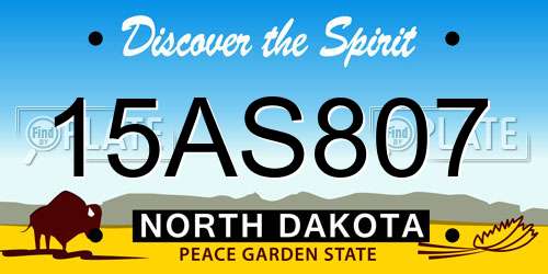 15AS807 North Dakota License Plate