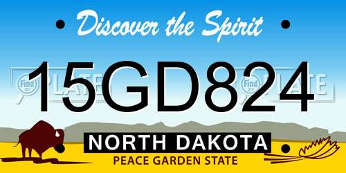15GD824 North Dakota License Plate