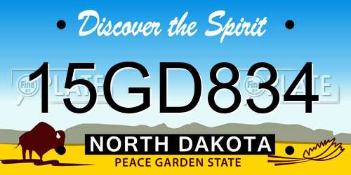 15GD834 North Dakota License Plate