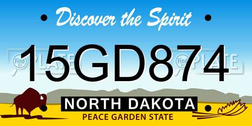 15GD874 North Dakota License Plate
