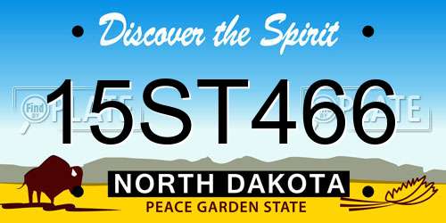 15ST466 North Dakota License Plate