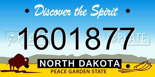 1601877 North Dakota License Plate