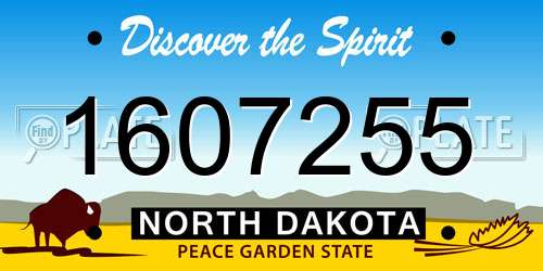 1607255 North Dakota License Plate
