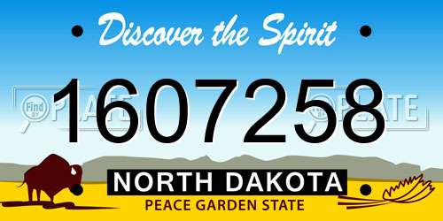 1607258 North Dakota License Plate