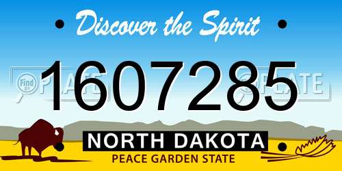 1607285 North Dakota License Plate