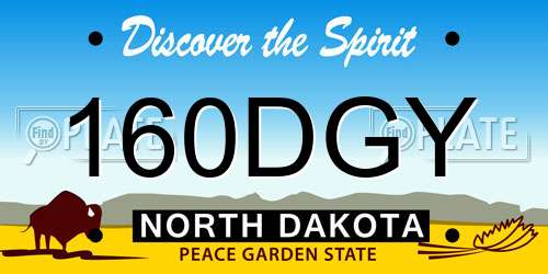 160DGY North Dakota License Plate