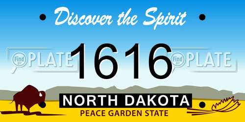 1616 North Dakota License Plate