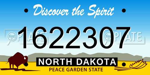 1622307 North Dakota License Plate