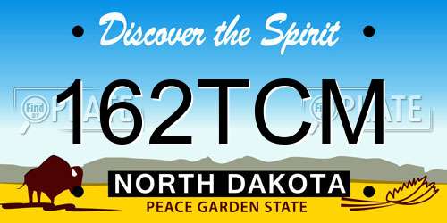 162TCM North Dakota License Plate