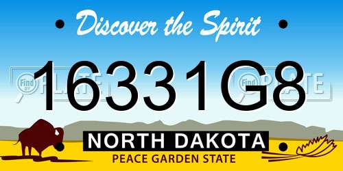 16331G8 North Dakota License Plate