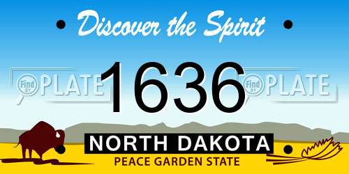 1636 North Dakota License Plate