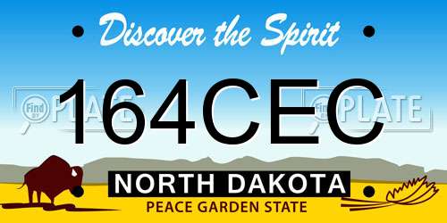164CEC North Dakota License Plate