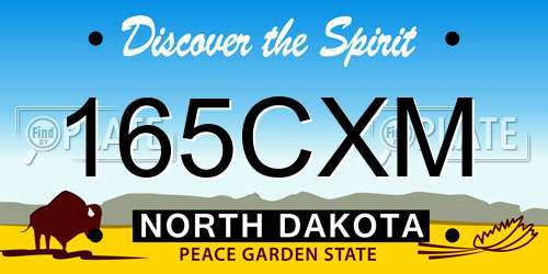 165CXM North Dakota License Plate
