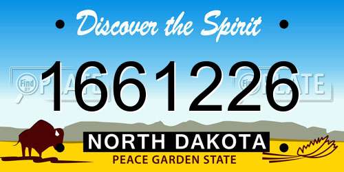 1661226 North Dakota License Plate