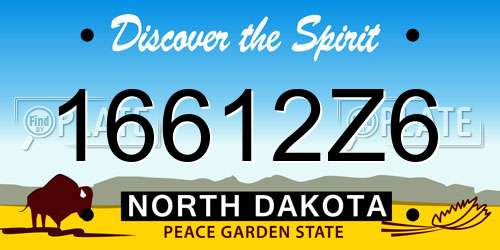16612Z6 North Dakota License Plate