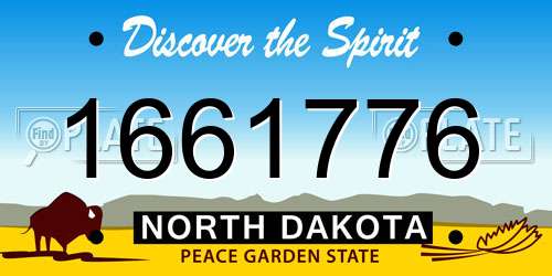 1661776 North Dakota License Plate
