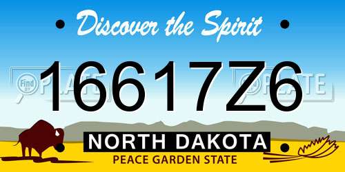 16617Z6 North Dakota License Plate