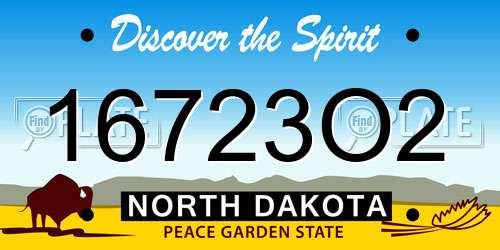 16723O2 North Dakota License Plate