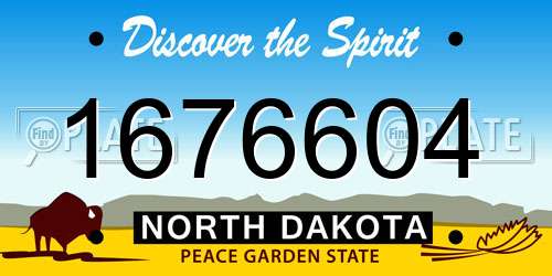 1676604 North Dakota License Plate