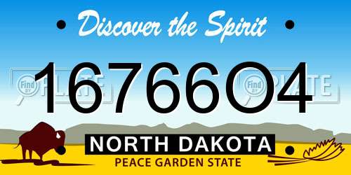 16766O4 North Dakota License Plate