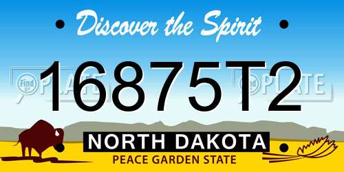 16875T2 North Dakota License Plate