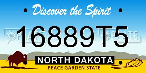 16889T5 North Dakota License Plate