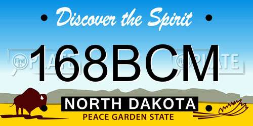 168BCM North Dakota License Plate