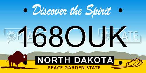 168OUK North Dakota License Plate