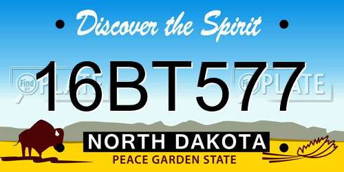 16BT577 North Dakota License Plate