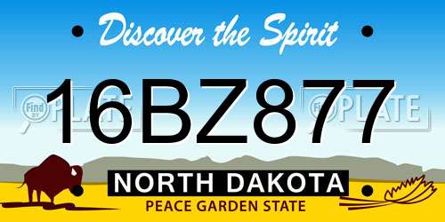 16BZ877 North Dakota License Plate