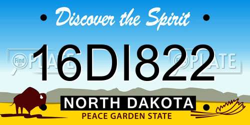 16DI822 North Dakota License Plate